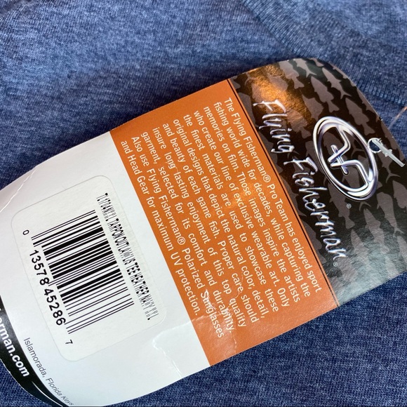 Flying Fisherman Men's 2X T-Shirt Fishing Tarpon Outlaw Long Sleeve Blue Heather - Picture 8 of 8